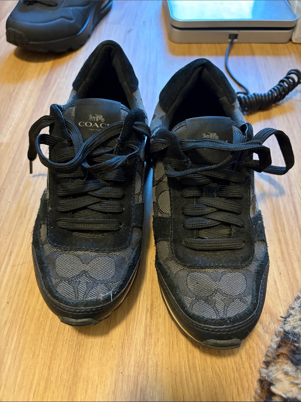 Coach women’s Black Signature Canvas & Suede Sneakers
